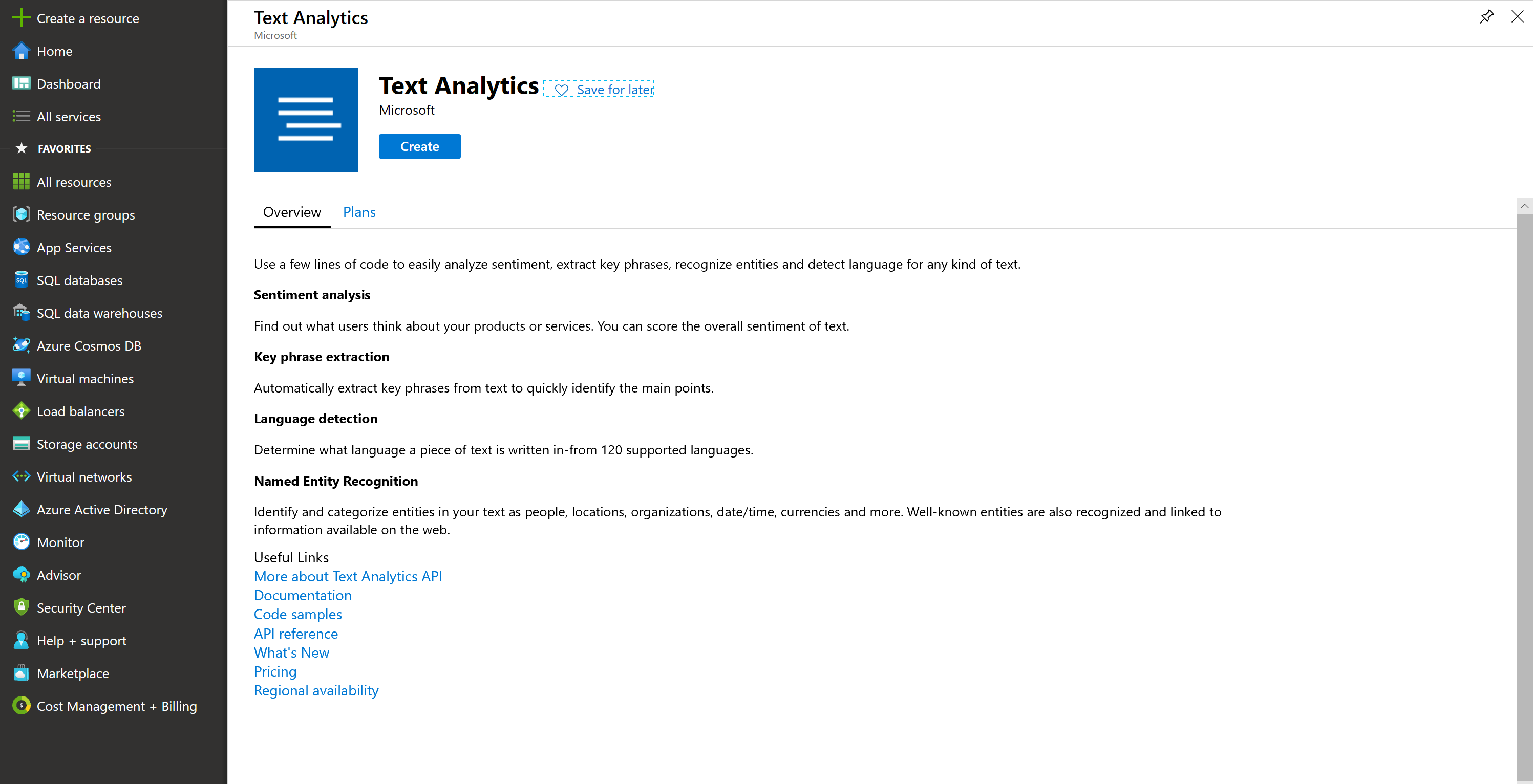 Create Text Analytics Service