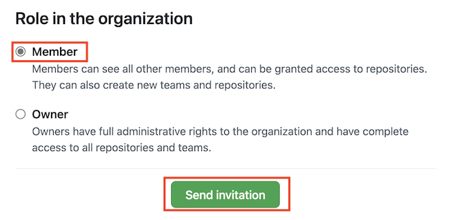GitHub Invitation Member Role