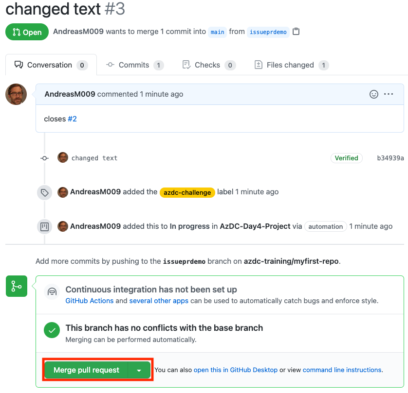 GitHub merge pull request