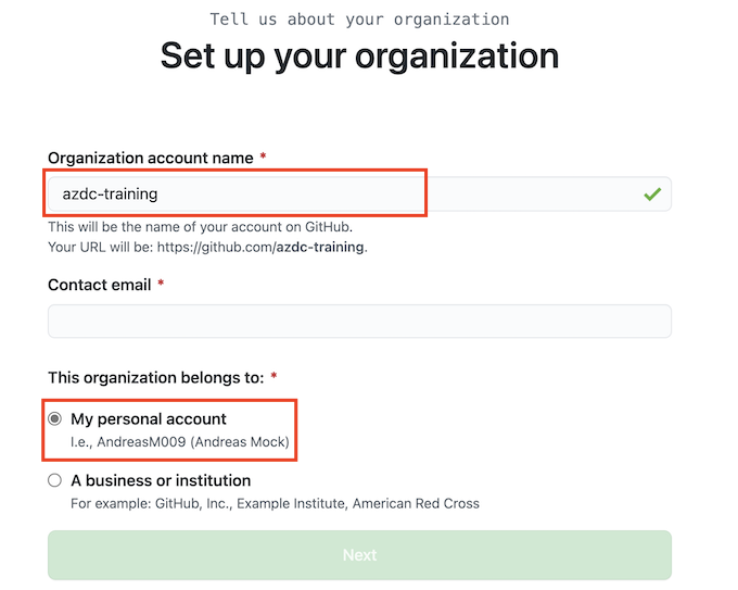 GitHub new organization form