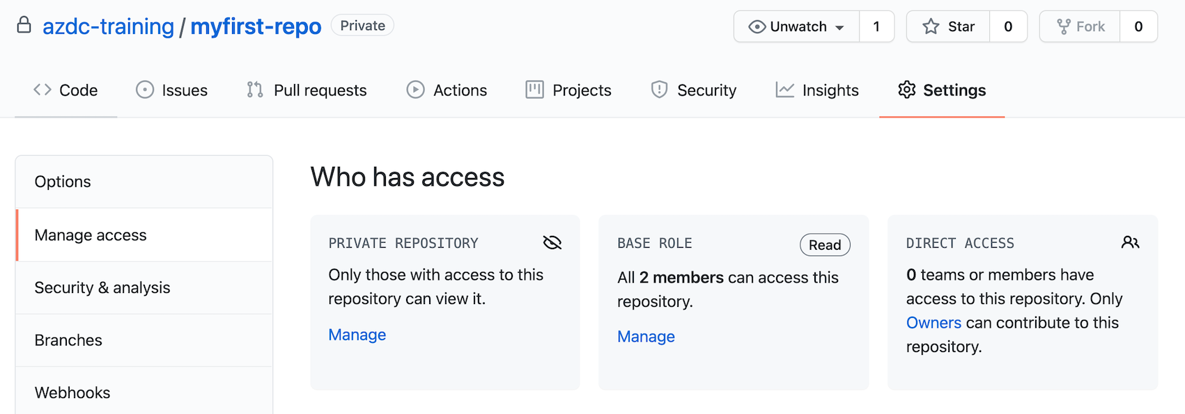 GitHub repository manage access