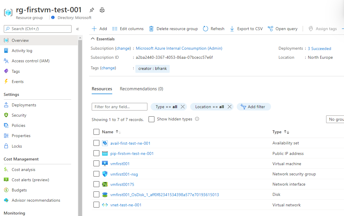 azure artifacts in resource group after challenge